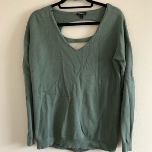 Express green open back tunic sweater cut out